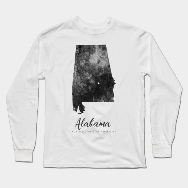 Alabama State Map Long Sleeve T-Shirt by StudioGrafiikka